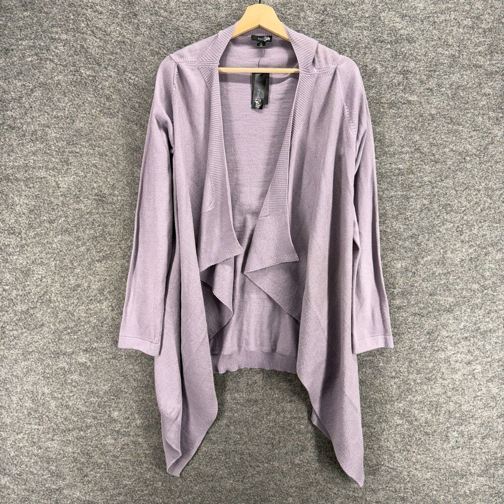 New East 5th Cardigan Women L Large Gray Open Front Long Sleeve Acrylic Casual